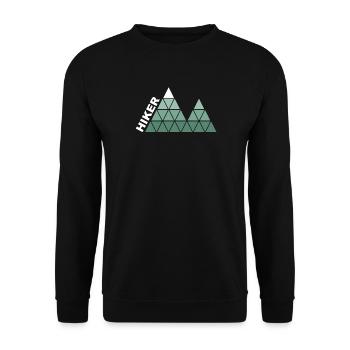 "Hiker" - Geometric Mountain Design - Unisex Sweatshirt - black - Front - Alina (178cm) & Michal (187cm)