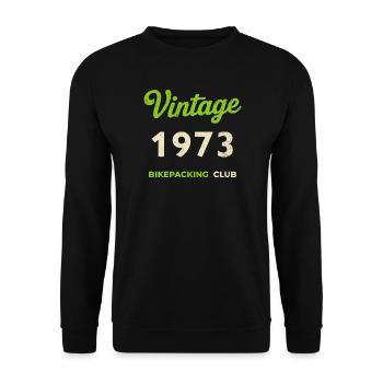 Vintage 1973 – Bikepacking Club Retro Birth Year - Unisex Sweatshirt - black - Front - Alina (178cm) & Michal (187cm)