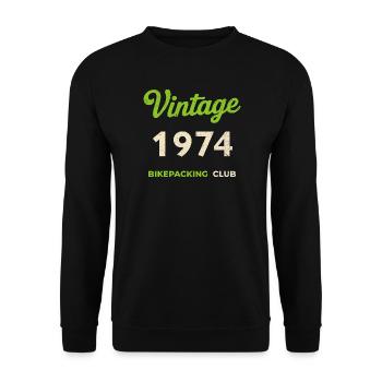 Vintage 1974 – Bikepacking Club Retro Birth Year - Unisex Sweatshirt - black - Front - Alina (178cm) & Michal (187cm)