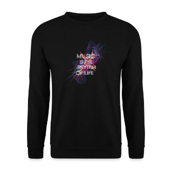 Musik ist der Rhythmus des Lebens - Unisex Pullover - Schwarz - Vorne - Alina (178cm) & Michal (187cm)