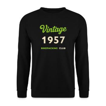 Vintage 1957 – Bikepacking Club Retro Birth Year - Unisex Sweatshirt - black - Front - Alina (178cm) & Michal (187cm)