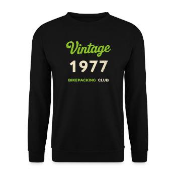 Vintage 1977 – Bikepacking Club Retro Birth Year - Unisex Sweatshirt - black - Front - Alina (178cm) & Michal (187cm)