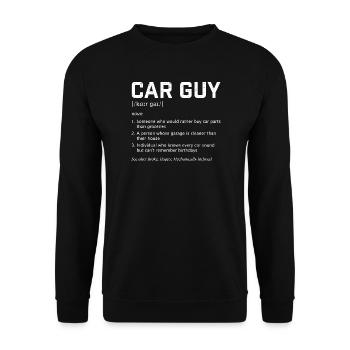 Car Guy Definition lustiges Zitat JDM Muscle Auto Fan - Unisex Pullover - Schwarz - Vorne - Alina (178cm) & Michal (187cm)