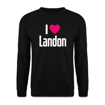 I Love Landon Pink Heart I Love Landon - Unisex Sweatshirt - black - Front - Alina (178cm) & Michal (187cm)