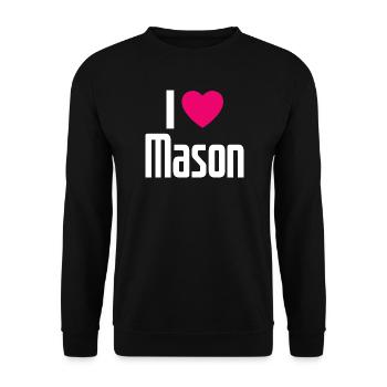 I Love Mason Pinkes Herz Ich liebe Mason - Unisex Pullover - Schwarz - Vorne - Alina (178cm) & Michal (187cm)
