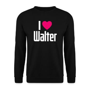 J’adore Walter Cœur Rose J’aime Walter - Sweat-shirt Unisexe - noir - Devant - Alina (178cm) & Michal (187cm)