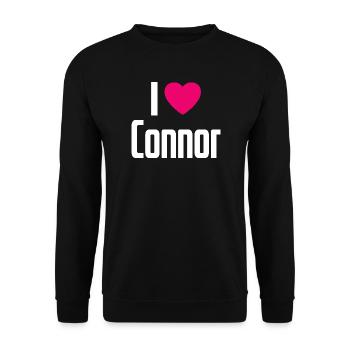 I Love Connor Pinkes Herz Ich liebe Connor - Unisex Pullover - Schwarz - Vorne - Alina (178cm) & Michal (187cm)