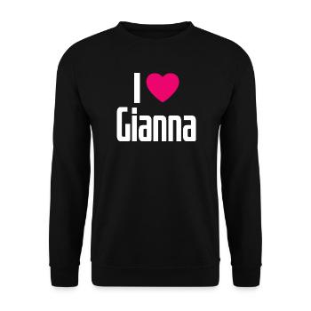 I Love Gianna Pinkes Herz Ich liebe Gianna - Unisex Pullover - Schwarz - Vorne - Alina (178cm) & Michal (187cm)