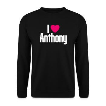 I Love Anthony Pinkes Herz Ich liebe Anthony - Unisex Pullover - Schwarz - Vorne - Alina (178cm) & Michal (187cm)