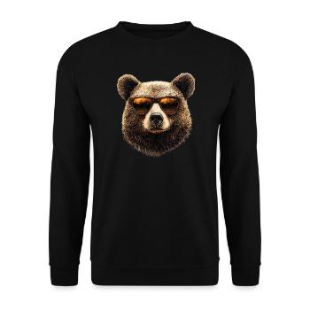 Bear Sunglasses - Unisex Sweatshirt - black - Front - Alina (178cm) & Michal (187cm)