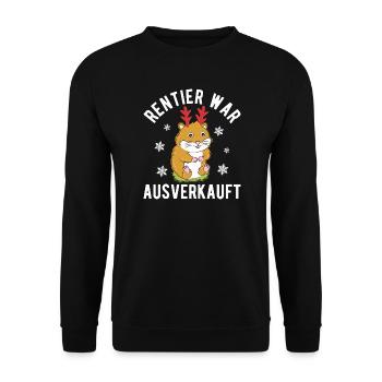 Lustiger Hamster Rentier war Ausverkauft  - Unisex Pullover - Schwarz - Vorne - Alina (178cm) & Michal (187cm)