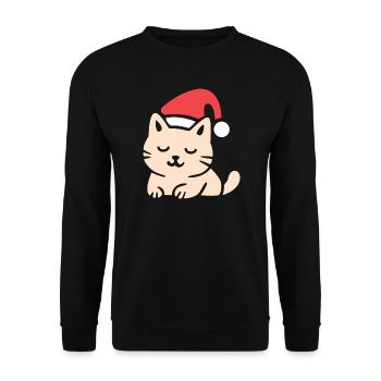 Cute Christmas Cat in Comfy Style - Unisex Sweatshirt - black - Front - Alina (178cm) & Michal (187cm)