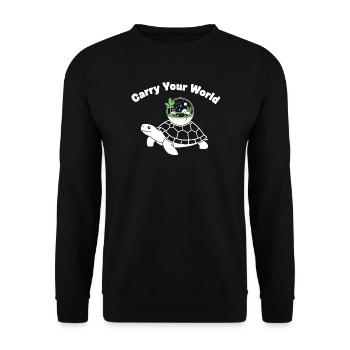 Glass Dome Turtle World in Shell - Unisex Sweatshirt - black - Front - Alina (178cm) & Michal (187cm)