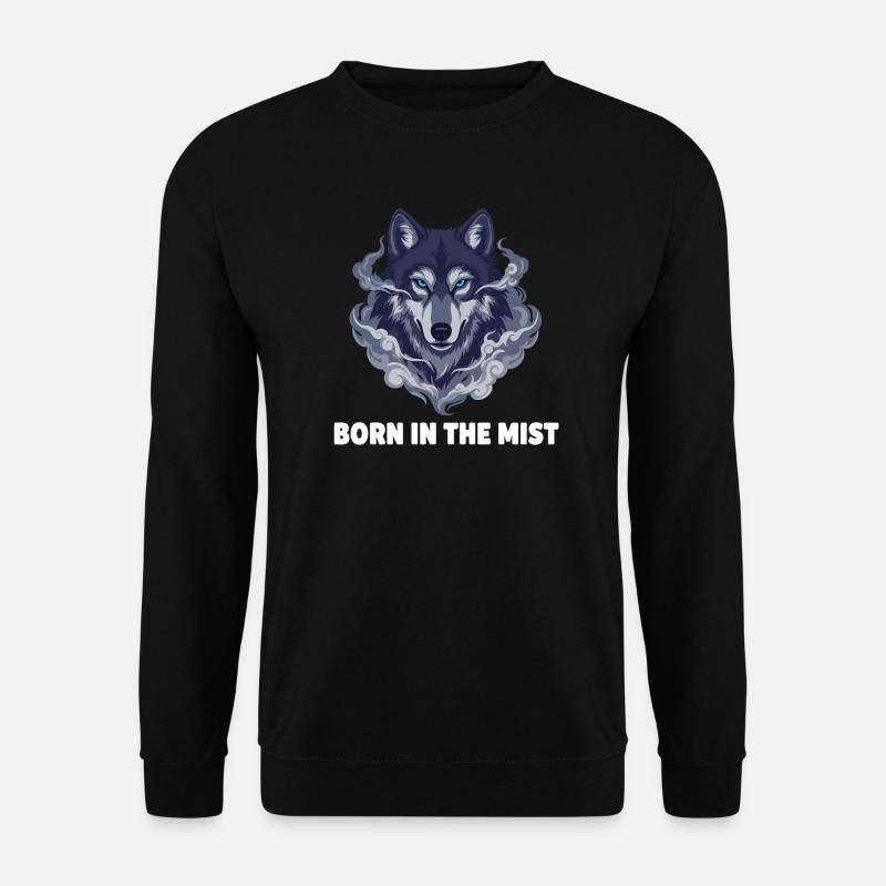 Nebelwolf: Wolfkopf im Dunst - Unisex Pullover - Schwarz