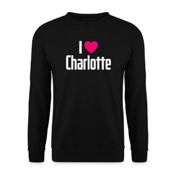 I Love Charlotte Pink Heart I Love Charlotte - Unisex Sweatshirt - black - Front - Alina (178cm) & Michal (187cm)