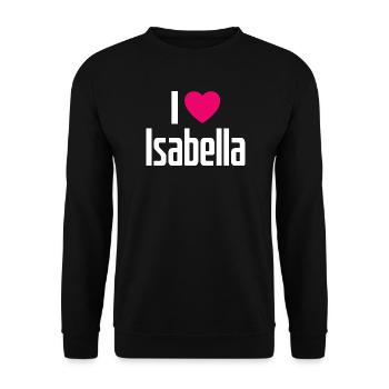 I Love Isabella Pinkes Herz Ich liebe Isabella - Unisex Pullover - Schwarz - Vorne - Alina (178cm) & Michal (187cm)