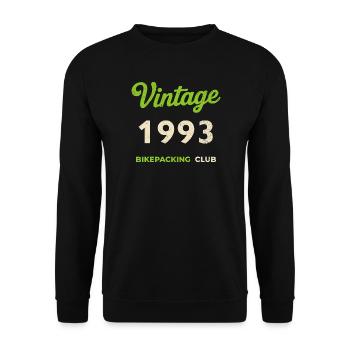 Vintage 1993 – Bikepacking Club Retro Birth Year - Unisex Sweatshirt - black - Front - Alina (178cm) & Michal (187cm)