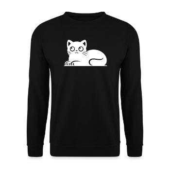 Dessin mignon de style tatouage de chat chat - Sweat-shirt Unisexe - noir - Devant - Alina (178cm) & Michal (187cm)