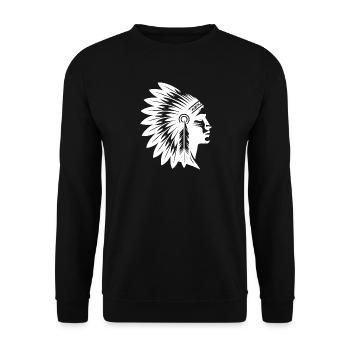 Proud warrior face with magnificent headdress - Unisex Sweatshirt - black - Front - Alina (178cm) & Michal (187cm)