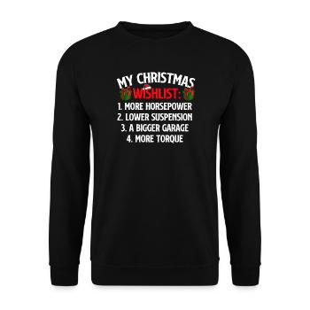 Ma liste de souhaits de Noël Amoureux de voitures Drôle de course de Noël - Sweat-shirt Unisexe - noir - Devant - Alina (178cm) & Michal (187cm)