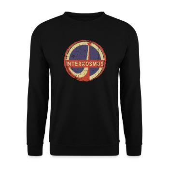 Interkosmos DDR Retro Circle Emblem - Unisex Sweatshirt - black - Front - Alina (178cm) & Michal (187cm)