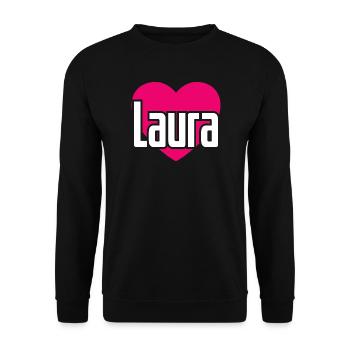 J’aime Laura Coeur rose J’aime Laura - Sweat-shirt Unisexe - noir - Devant - Alina (178cm) & Michal (187cm)