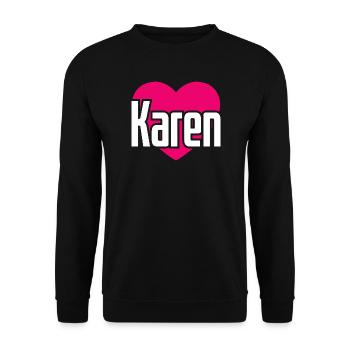 J’aime Karen Pink Heart J’aime Karen - Sweat-shirt Unisexe - noir - Devant - Alina (178cm) & Michal (187cm)