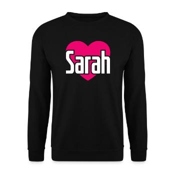 J’aime Sarah Pink Heart J’aime Sarah - Sweat-shirt Unisexe - noir - Devant - Alina (178cm) & Michal (187cm)