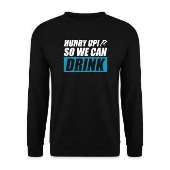 So we can drink funny running jogging runner - Unisex Sweatshirt - black - Front - Alina (178cm) & Michal (187cm)