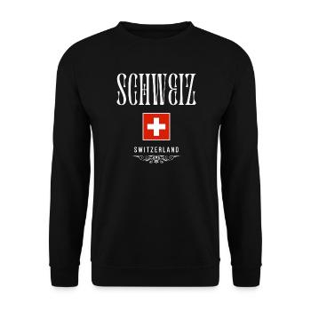 Swiss flag, made in Switzerland - Unisex Sweatshirt - black - Front - Alina (178cm) & Michal (187cm)