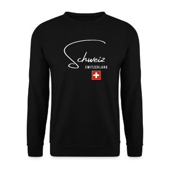 Schweizer Stolz, schlankes, minimalistisches Design - Unisex Pullover - Schwarz - Vorne - Alina (178cm) & Michal (187cm)