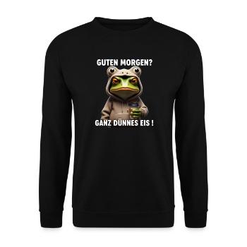 Bonjour Grenouille Meme Bonjour Mufell - Sweat-shirt Unisexe - noir - Devant - Alina (178cm) & Michal (187cm)