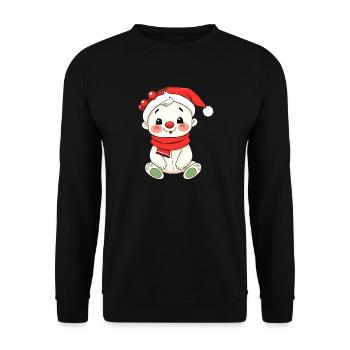 Bébé bonhomme de neige avec chapeau de Noël - Sweat-shirt Unisexe - noir - Devant - Alina (178cm) & Michal (187cm)