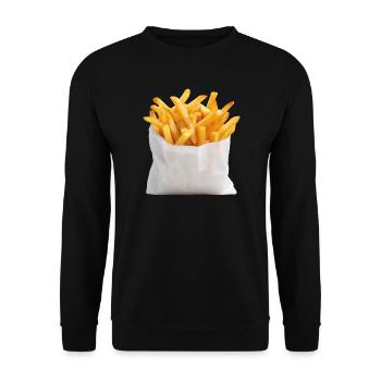 Frites Sac de restauration rapide - Sweat-shirt Unisexe - noir - Devant - Alina (178cm) & Michal (187cm)