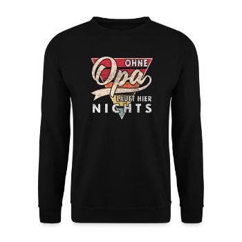Nothing works here without grandpa, best grandpa - Unisex Sweatshirt - black - Front - Alina (178cm) & Michal (187cm)