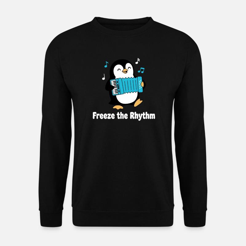 Penguin mit Akkordeon - Unisex Pullover - Schwarz