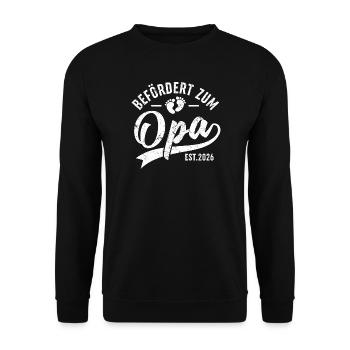 Befördert Zum Opa est. 2026 Stolzer Opa 2026 - Unisex Pullover - Schwarz - Vorne - Alina (178cm) & Michal (187cm)
