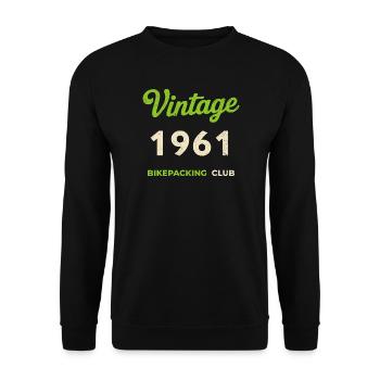 Vintage 1961 – Bikepacking Club Retro Birth Year - Unisex Sweatshirt - black - Front - Alina (178cm) & Michal (187cm)