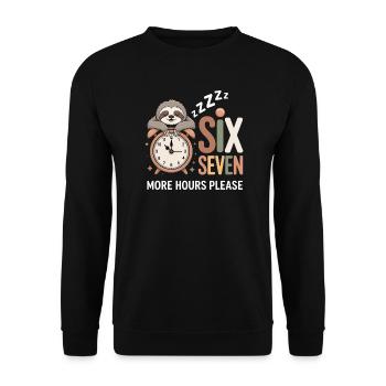 Sleeping Sloth: More Hours Please - Unisex Sweatshirt - black - Front - Alina (178cm) & Michal (187cm)