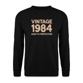 Vintage 1984 Age of Perfections Retro - Unisex Pullover - Schwarz - Vorne - Alina (178cm) & Michal (187cm)