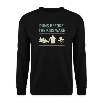 Laufende Mama, Papa, Joggende Eltern - Unisex Pullover - Schwarz - Vorne - Alina (178cm) & Michal (187cm)