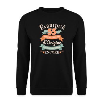 Fabriqué Il Y A 55 Ans Pièces d’Origine - Sweat-shirt Unisexe - noir - Devant - Alina (178cm) & Michal (187cm)