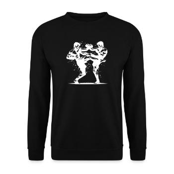 Doppelschlag Thai Boxing der Ring brennt heftig - Unisex Pullover - Schwarz - Vorne - Alina (178cm) & Michal (187cm)
