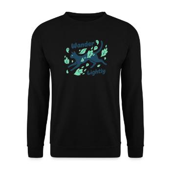 Katzenpfad durchs Blattmeer - Unisex Pullover - Schwarz - Vorne - Alina (178cm) & Michal (187cm)