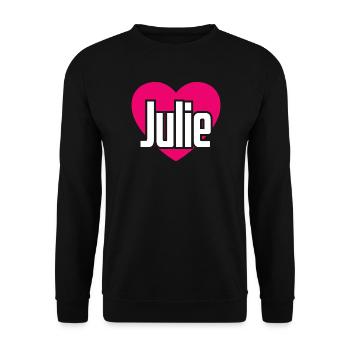 J’aime Julie Coeur rose J’aime Julie - Sweat-shirt Unisexe - noir - Devant - Alina (178cm) & Michal (187cm)