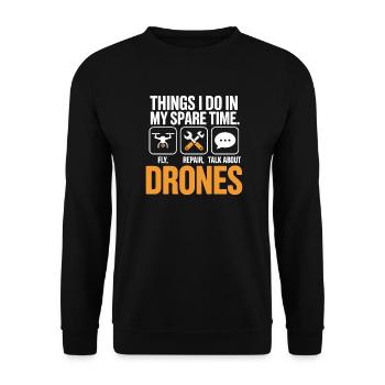 Drones: Fly Repair Talk in Spare Time - Unisex Sweatshirt - black - Front - Alina (178cm) & Michal (187cm)
