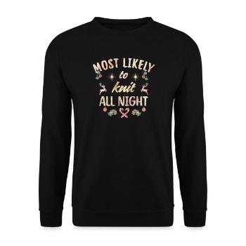 Most likely to knit all night - Unisex Pullover - Schwarz - Vorne - Alina (178cm) & Michal (187cm)