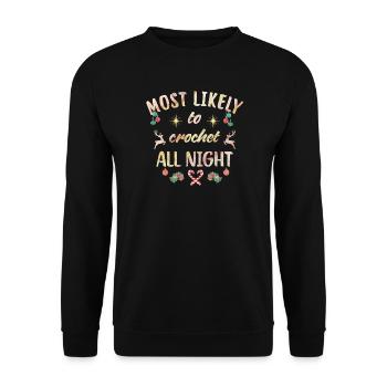 Most likely to crochet all night - Unisex Pullover - Schwarz - Vorne - Alina (178cm) & Michal (187cm)
