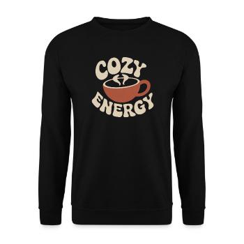 Cozy Energy – Tasse à café vintage - Sweat-shirt Unisexe - noir - Devant - Alina (178cm) & Michal (187cm)