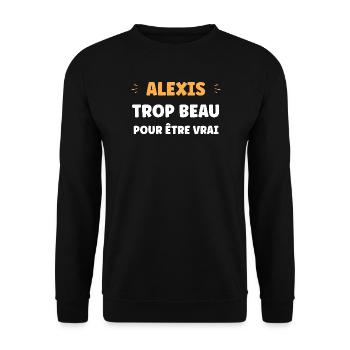 Alexis ist zu schön, um wahr zu sein - Unisex Pullover - Schwarz - Vorne - Alina (178cm) & Michal (187cm)